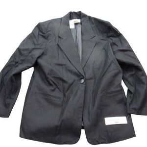 Courtenay Womens Black 100% Wool Single Button Blazer Jacket Style 9907 Size 16